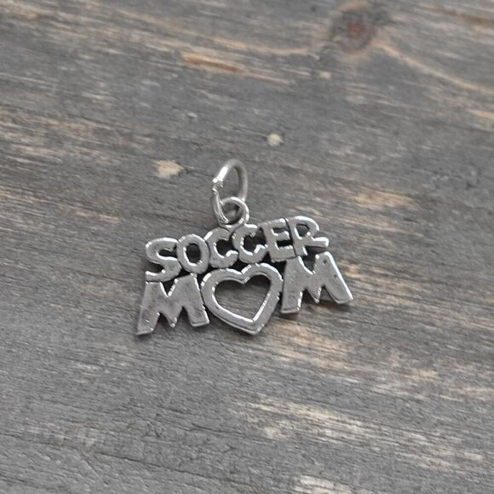 Sterling Silver 925 SOCCER MOM Charm / Pendant 1.7g Tiny Petite Dangle